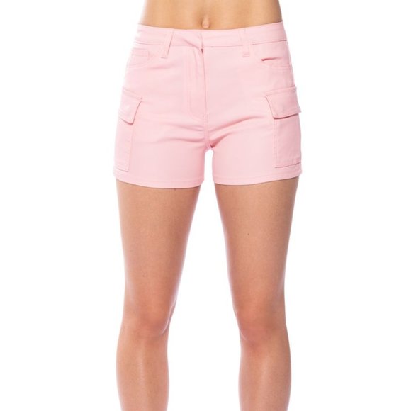Callie Cargo: Soft Faux Leather Pink Shorts Plus Size 2X - Picture 2 of 7